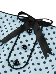 1950S Blue Polka Dots Vintage Swing Dress