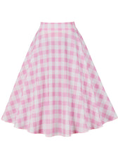 Load image into Gallery viewer, 1950S Pink Plaid High Wasit Pleated Barbie Swing Vintage Skirt