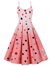 Load image into Gallery viewer, Pink Spaghetti Strap Polka Dots Macaron Color 1950S Dress