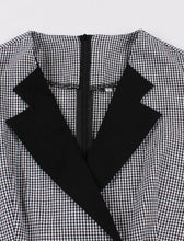 Load image into Gallery viewer, 1950s Black V Neck Plaid 3/4 Sleeve Vintage Swing Dress With Belt