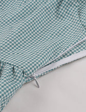 Load image into Gallery viewer, Green Houndstooth Plaid V Neck 1950s Swing Dress With Belt
