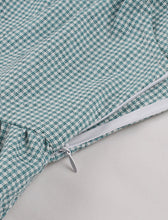 Load image into Gallery viewer, Green Houndstooth Plaid V Neck 1950s Swing Dress With Belt