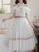Load image into Gallery viewer, Elegant Victorian White Lace Off-Shoulder Dress