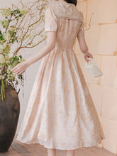 Load image into Gallery viewer, Apricot Sailor Collar Handmade Rosettes Vintage Dress
