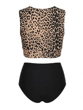 Load image into Gallery viewer, Retro Leopard Print High Waisted Bikini Set