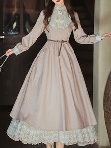Lilac Lace Ruffles Edwardian Revival Dress