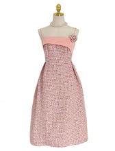 Load image into Gallery viewer, Pink Camellia Flower Spaghetti Strap Tweed Party Dress