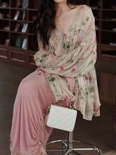 Load image into Gallery viewer, 2PS Pink Crush Blouse and High Waist Bodycon Skirt Vintage Dress Outfit