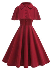 Load image into Gallery viewer, Classic Short Sleeveless 50S Swing Christmas Dress With Cape