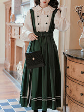 Load image into Gallery viewer, Dark Green Fake 2-Piece Vintage Preppy Vintage Dress