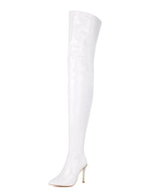 Load image into Gallery viewer, 10CM Women‘s Patent Leather Thigh Ultra High Stiletto Heel Over The Knee Warm Boots with Pointed Toe