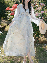Load image into Gallery viewer, Women's Fairycore Butterfly Maxi Dress Glitter Ruffle Halter Prom Gown with Sheer Shrug
