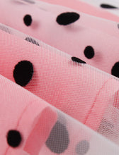Load image into Gallery viewer, 1950s Pink And Black Polka Dots With Butterfly Sleeve Vintage Dress