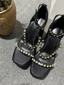 Women's Open Toe Strap Wedge Heel Sandals Leather Vintage Shoes