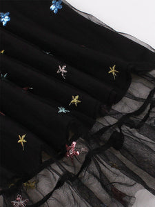 Star Embroidered 1950s Vintage Swing Dress