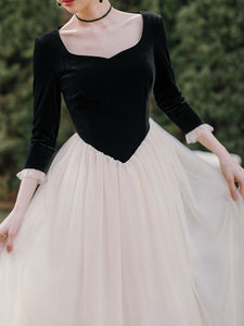 Ballet Sweet Collar Vintage Little Black And White Dress