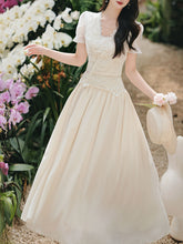 Load image into Gallery viewer, Chic White Hepburn Style Shimmer Co-ord Set - Retro Lace Top &amp; Bodycon Fish Tail Midi Skirt 2-Piece Suit