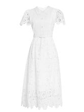 Load image into Gallery viewer, White Lace Short Sleeve 1950S Vintage Dress