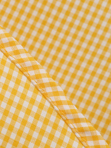 Yellow And White Plaid Daisy Claasic Collar 1950S Dress With Belt Set
