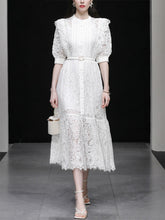 Load image into Gallery viewer, White Lace Ruffled Fairy Dress Wedding 1950S dress