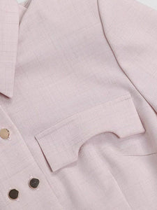 Women’s Apricot Pink Double-Breasted Belted Tunic Shirt Dress