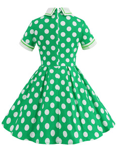 Kids Little Girls' Dress Polka Dots Peter Pan Collar 1950S Dress With Pockets