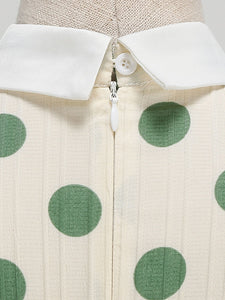 Green Polka Dots Peter Pan Collar 1950S Dress