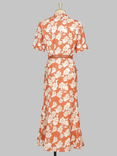 Load image into Gallery viewer, Orange Ruffles V Neck Puff Sleeve Princess Mermaid 1960S Dress