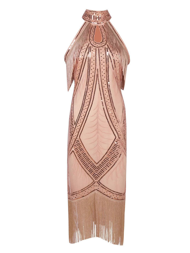Retro Vintage Roaring 20s 1920s Midi Flapper Dress Dress Christmas Party Dress Sleeveless The Great Gatsby Sequins Tassel Fringe Heart Halter Neck Retro Vintage Roaring 20s 1920s Midi Flapper Dress Dress Christmas Party Dress Sleeveless The Great Gatsby Sequins Tassel Fringe Heart Halter Neck
