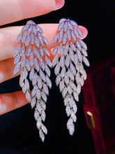 Load image into Gallery viewer, Luxurious Multi-layered Leaf Rhinestone Tassel Long Earrings