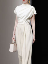 Load image into Gallery viewer, White Cowl Neck 1950S Vintage Pant Set