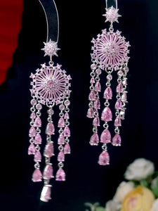 Luxury Solar Zircon Tassel Artifact Earrings