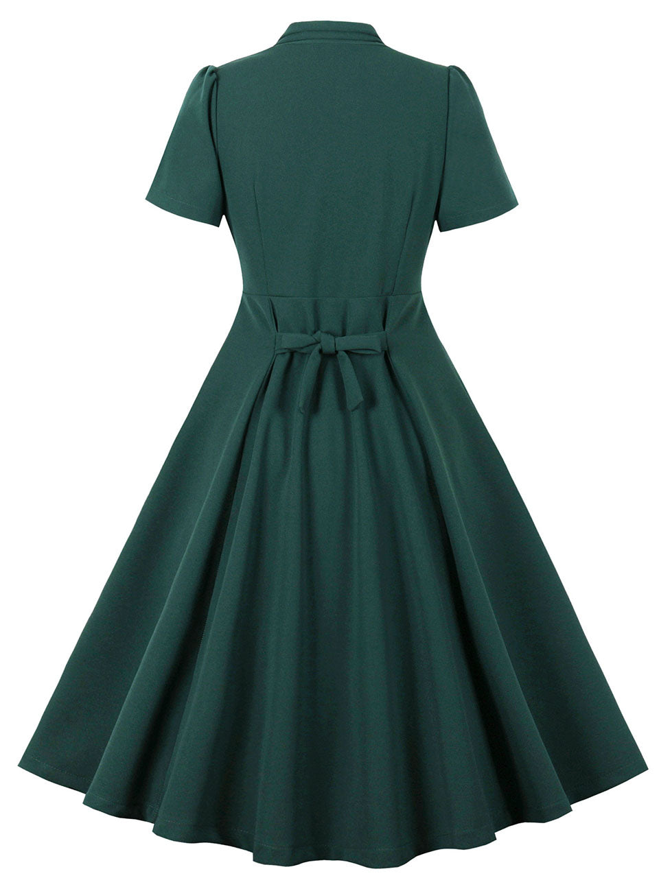 Zapaka Women Dark Green 1950s Dress with Bows V Neck Single Breasted Short Sleeves Vintage Dress, Dark Green / XL Zapaka Women Dark Green 1950s Dress with Bows V Neck Single Breasted Short Sleeves Vintage Dress, Dark Green / XL