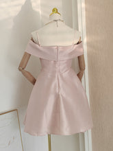 Load image into Gallery viewer, Pink Off The Shoulder Corset Satin Party Mini Dress