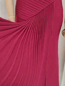 Burgundy Pleated Off-shoulder Maxi Dress