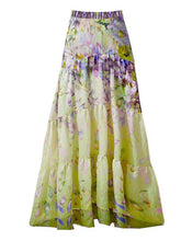 Load image into Gallery viewer, Yellow Ruffles Flowers One-piece Swimsuit With Bathing Suit Swing Skirt
