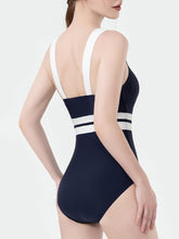 Load image into Gallery viewer, Navy Retro Audrey Hepburn&#39;s Style One Piece Swimsuit
