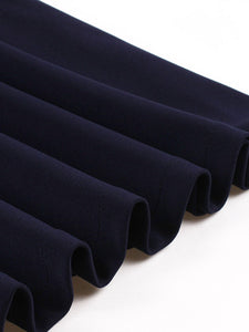 Navy V Neck Short Sleeve 1950S Vintage Dress