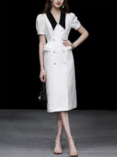 Load image into Gallery viewer, White V Neck Short Sleeve 1940S Bodycon Vintage Dress