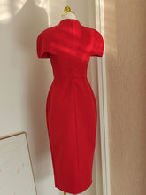 Load image into Gallery viewer, Red Flower Bodycon Party Dress