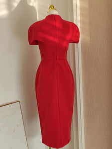 Red Flower Bodycon Party Dress