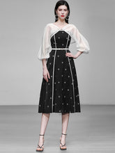 Load image into Gallery viewer, 2PS White 1950S Vintage Cape And Spaghetti Strap Flower Swing Dress Suit