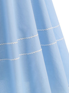 1950S Blue High Waist Pleated Swing Vintage Skirt With Pockets