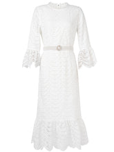 Load image into Gallery viewer, White 3/4 Sleeve 1950S Mermaid Vintage Dress