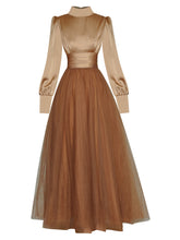 Load image into Gallery viewer, Retro Palace Puffed Sleeves Tulle 1950s Party Vintage Swing Dress