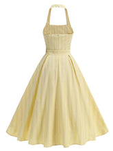 Load image into Gallery viewer, 1950S Vertical Stripe Halter Vintage Dress