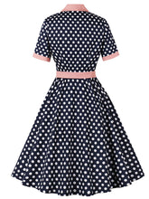 Load image into Gallery viewer, 1950S Turndown Collar Polka Dots Short Sleeve Vintage Dress