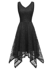 Load image into Gallery viewer, Autumn Lace V Neck Sleeveless Irregular Hem 50s Party Dress