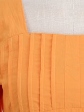 Load image into Gallery viewer, Orange Square Collar Puff Sleeve 1950S Cotton Dress