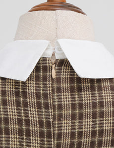 Big BowKnot Brown Plaid 3/4 Sleeve 1950S Vintage Dress Inspired By Mrs. Maisel
